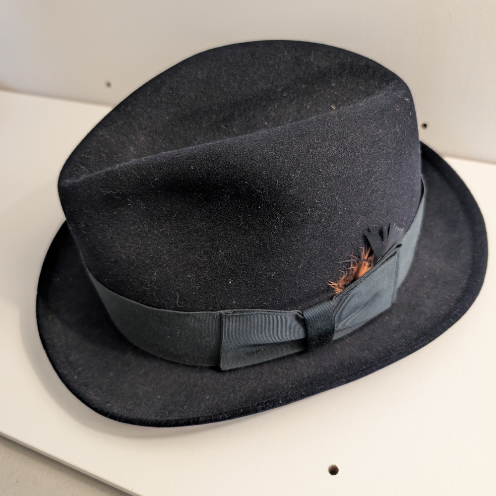 Classic Black Fedora Hat with Ribbon